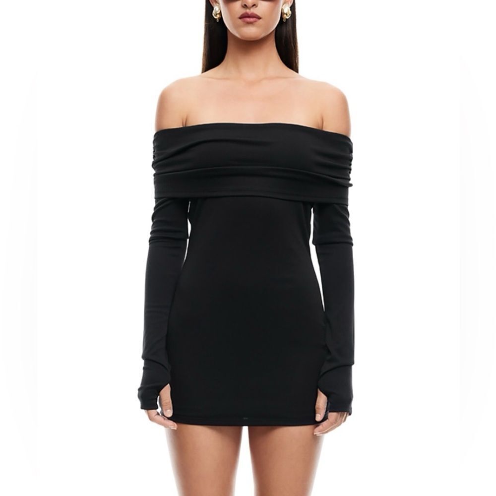Lioness Isadora Off Shoulder Bodycon Mini Dress Clubwear Night Out Black XS NWT